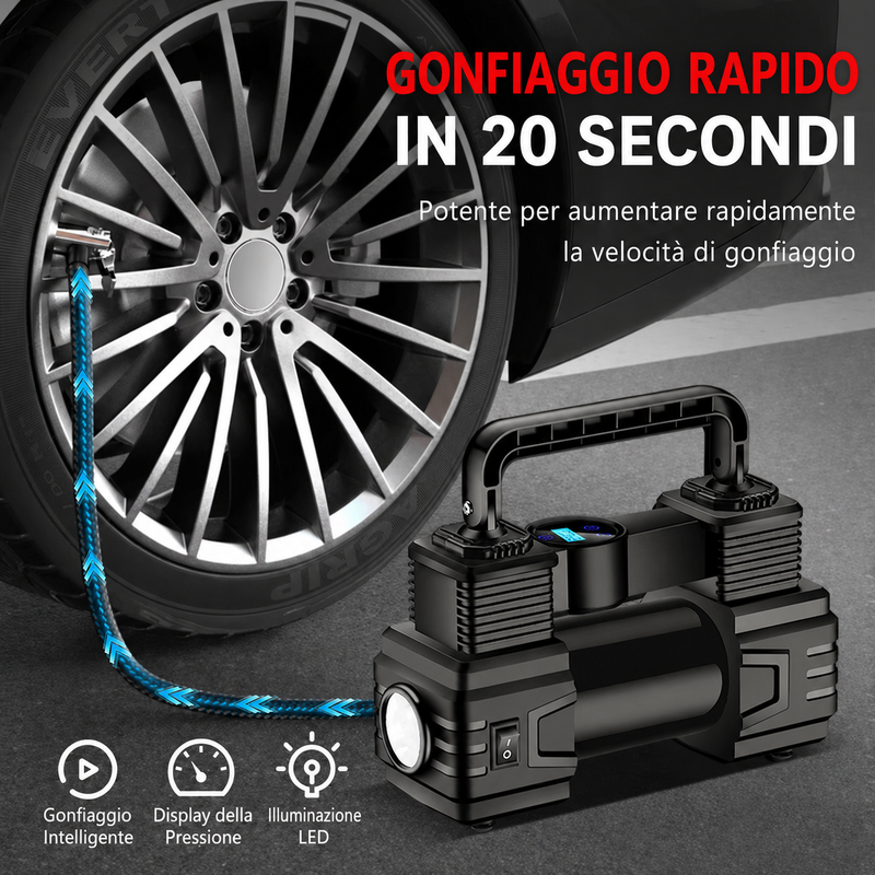 Compressore Auto 12V Doppio Cilindro